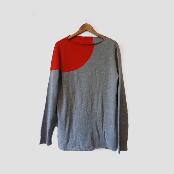 ICEBERG - Red and grey merino sweater - Sz L - Picture 1 of 7